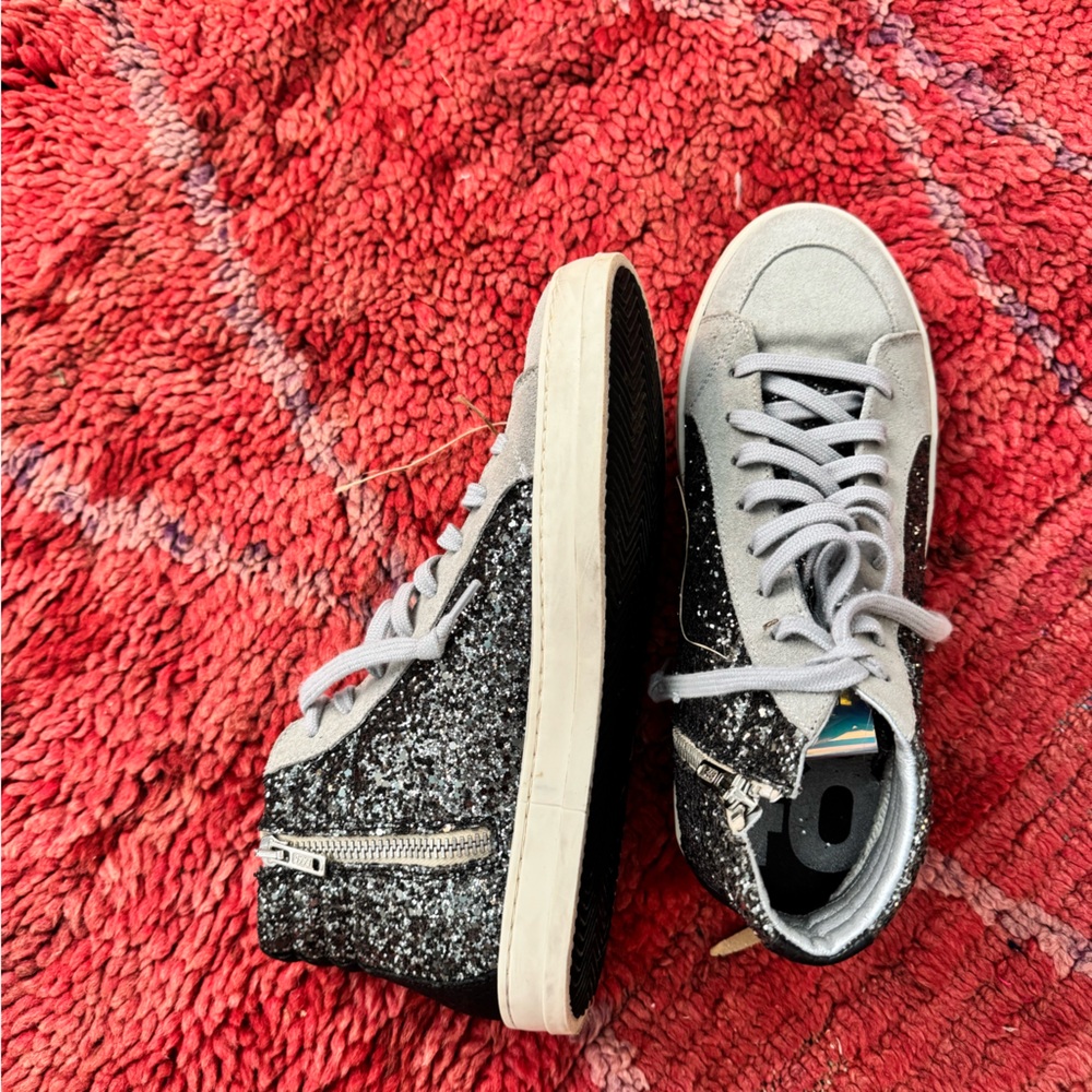 Sparkly High-Top Sneakers with Zipper